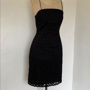 Little black cotton eyelet spaghetti strap dress
